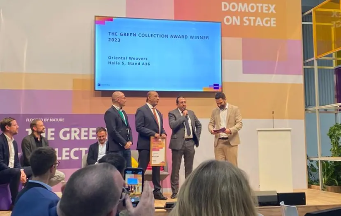 First Arab Group to receive a Green Award Oriental Weavers bags the ‘2023 Green Collection Award’ at DOMOTEX Hannover for its unprecedented sustainable collection